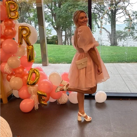 Pink Puff Sleeve Dress - Picture 3 of 7